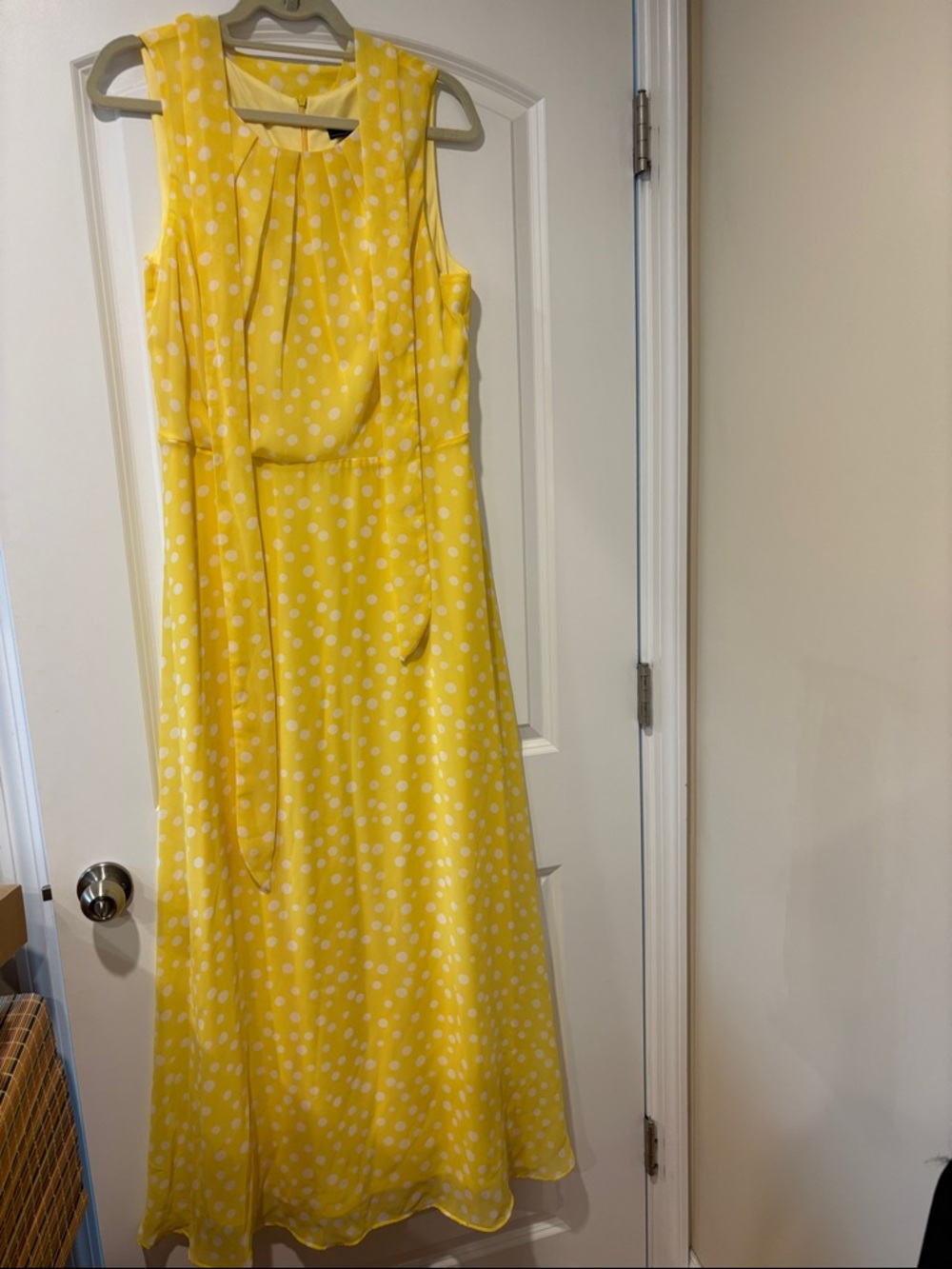 R&K Yellow Polka Dot Sleeveless Midi Dress